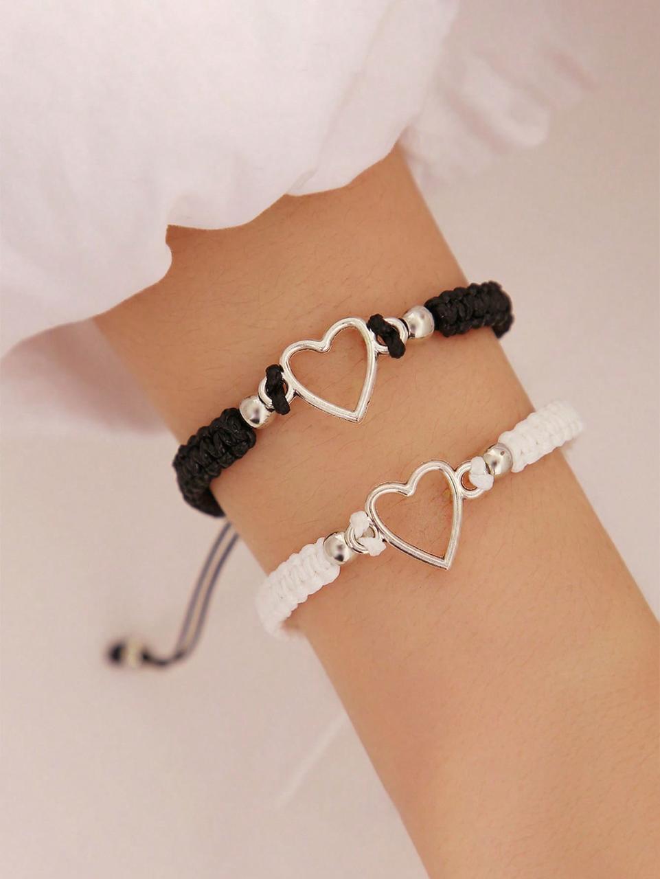 Pulsera corazón completo dúo BN